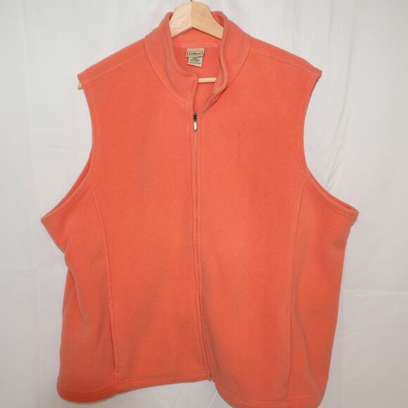 LL Bean Lycra Spandex Flannel Vest Size 2X Zip Front Two front pockets Pumpkin - Picture 1 of 16